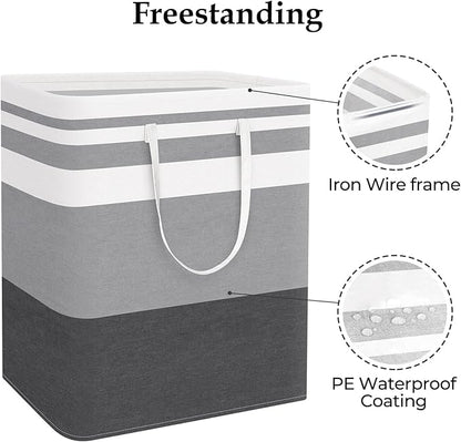 StorageRight Laundry Basket Hamper Large Collapsible Laundry Hamper with Easy Carry Handles，Freestanding Clothes Hampers for Laundry, Bedroom, Dorm, Clothes, Towels, 125L, Gradient Grey