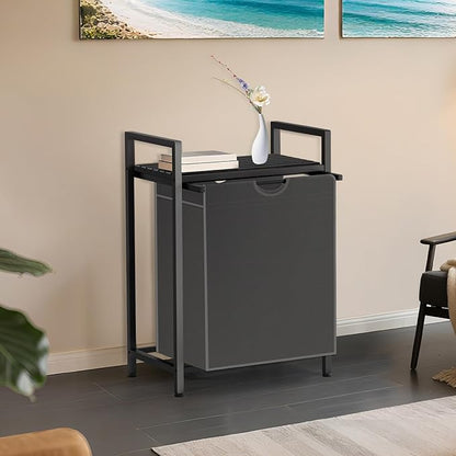 Sonharlar Laundry Sorter with Removable Bag, 16 Gallons Laundry Hamper with Adjustable Feet, Laundry Basket for Laundry Room, Bathroom and Bedroom(Grey and Charcoal Black)