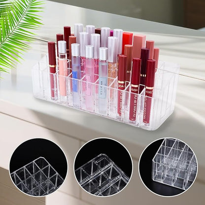 Rollerball Perfume Organizer, Beauty Scent Holder, 36 Space Clear Acrylic Perfume Organizer Refillable Container Tall Scented Oil Storage Display Case, Makeup Lipgloss Lipstick Display Case