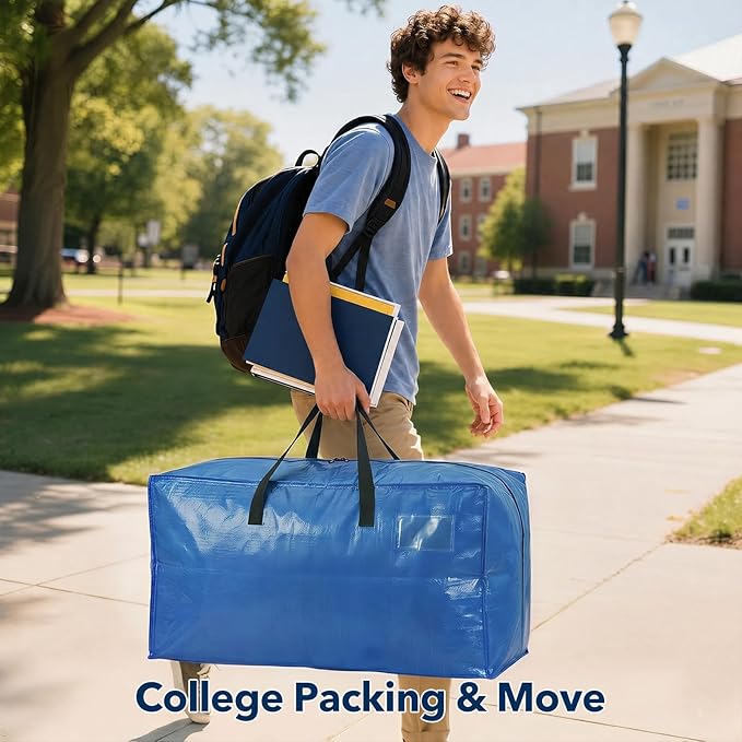 Moving Bags Heavy Duty,Extra Large Moving Bags for Travel/College Packing/Storage/Organization/Seasonal Clothes & Bedding Storage,Moving Supplies Bins,Compatible with Ikea Frakta Cart (SkyBlue,6Pcs)