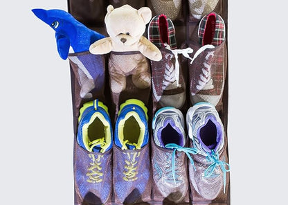 Roomganize Large Over the Door Shoe Organizer for Mens Sneakers (Bison brown)