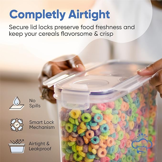 Set of Storage Box - Lunch Box, 8 Labels, Set of Spoons and Marker, Flour Box - BPA-Free Plastic Box (4 L) - Chef's Path (4)