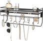 JackCubeDesign Gothic Wall Mounted Jewelry Organizer - Hanging Necklace, Earring, Bracelet Holder with Hooks and Shelf - Goth Room Decor, Iron Jewelry Display Storage Rack for Bedroom & Closet-MK238A