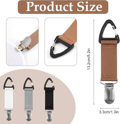 PEUTIER 4pcs Travel Hat Clips, Wallet Elastic Hat Holder Rack Travel Hands-Free Bag Accessories Fixed Baseball Cap Carrier Fixed Backpack Wallet Luggage Outdoor Travel Accessories, M, colourful