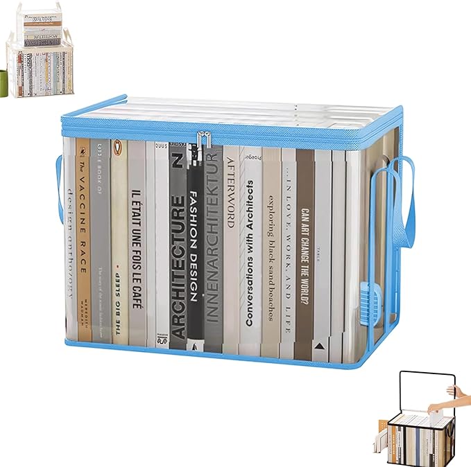 Large Clear Thick Plastic Storage Box with Hinged Lid, Moving & Storage, Large Clear Thick Plastic Storage Box with Hinged Lid, Perfect for Home, Camping, Travel (1, Large, Blue)