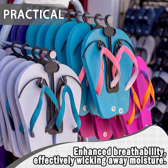 Novabright 50 Pcs Sandal Hangers 7 Inch Plastic Flip Flop Holder Organizer Small Shoe Hooks Hanging Rack Shoe Hangers for Retail Beach Shop Display Home Storage(Black)