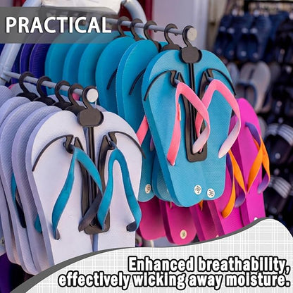 Novabright 50 Pcs Sandal Hangers 7 Inch Plastic Flip Flop Holder Organizer Small Shoe Hooks Hanging Rack Shoe Hangers for Retail Beach Shop Display Home Storage(Black)