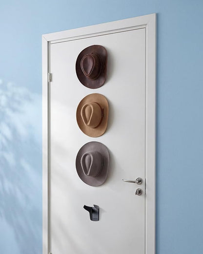 Ozueccr Cowboy Hat Rack for Wall - 4 Pack, Horn Shaped Cowboy Hat Holder, Double Support Structure with Rounded Edges, Western Wall Decor, 2 Wall Mounting Options