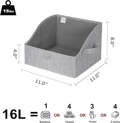 WUIKE Trapezoid Storage Bins for Closet Organizers and Storage, Fabric Closet Bins with Handles, Foldable Storage Baskets for Clothes, Purse, Blanket, Light Gray, Large, 3-Pack