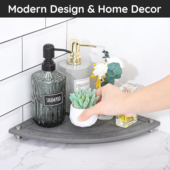 Segbeauty Water Absorbing Stone Drying Tray, 9.85in Quick Dry Diatomaceous Earth Corner Countertop Organizer, Corner Sink Shelf Tray for Bathroom Counter, Fast Drying Stone for Kitchen Counter