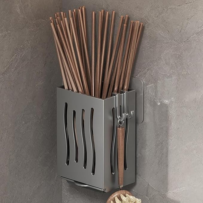 Wall Mounted Cutlery Holder Rack - Chopstick Display Rack | Utensil Drying Rack | Punch- Chopstick Storage Rack | Freestanding Organizer Rack Multifunctional For Spoons And Chopstick