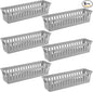 6 Pcs Gray Slim Plastic Storage Baskets Tray 10 x 3 x 2.5 Inch Compact Stackable Desk Organizer for Office, Classroom, School Supplies, and Home Storage, Organization(Gray)