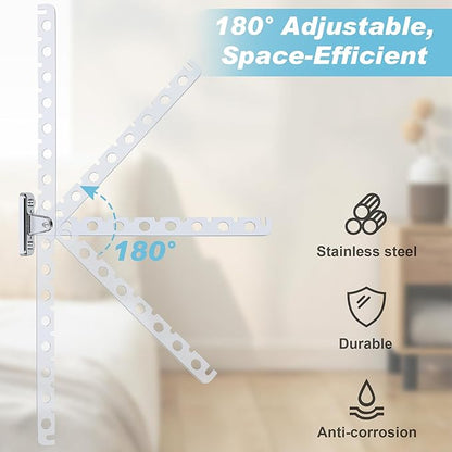 Alise Clothes Drying Rack Wall Mounted Coat Hanger,Folding Hanger Rack Clothes Hook Closet Storage Organizer,Swivel Space Saving Clothes Hanger Rack for Bedroom Bathroom Laundry,2 Pack,Polished Chrome