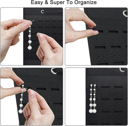 Earring Holder Organizer, Hanging Earrings Storage Display Holds Up to 300 Pairs for Women Girls-Black 1 Pack