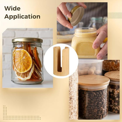 OMISTAR 2 PCS Wooden Mason Jar Lid Organizers, 3.7 in Inner Dia, Canning Jar Vertical Storage Holder for Metal Plastic Wood Lids, Easy Access U Slots