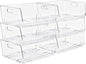 Sorbus Stackable Storage Bins Open Front, Clear Stackable Storage Bins, Pantry Bins for Storage and Organization, Acrylic Stackable Bins for Kitchen, Clear Pantry Organizer Bins (Large 6 Pack)