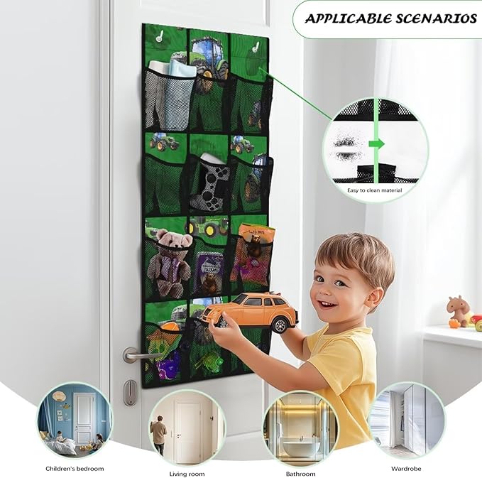 Generic Green Pickup Over the Door Pantry Organizer Reusable Over The Door Storage Organizer for Clothes Easy to Hang Behind The Door Making The Area Tidy and Orderly