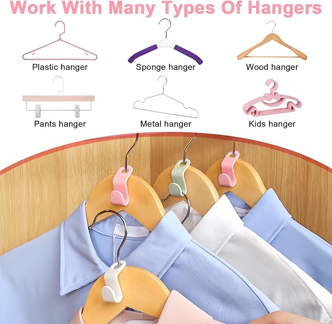 50 PCS Space Saving Hanger - Clothes Hanger Connector Hooks, Stacking Space Saver, Plastic Closet Organizers and Storage Extender for Heavy Duty Hangers Connection (50, Multicolor)