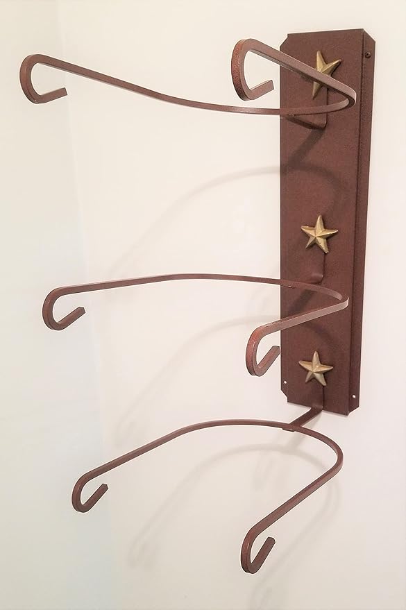 American Made Cowboy Hat Holder Rust with Gold Stars