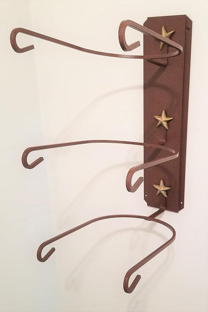 American Made Cowboy Hat Holder Rust with Gold Stars