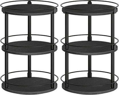 YATINEY Spice Rack, Set of 2 Lazy Susan Organizer, 3 Tier Turntable Organizer For Cabinet, Compact and Versatile, for Kitchen Countertop, Black SR23L2BB