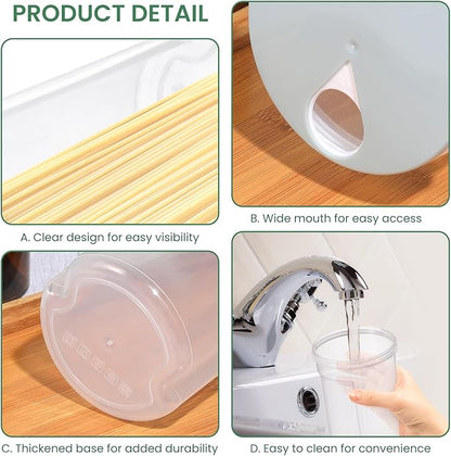 EORTA Plastic Tall Food Storage Spaghetti Noodle Pasta Container with Locking Lid Clear Dry Food Keeper Canister Cereal Crisper Box, Random Color