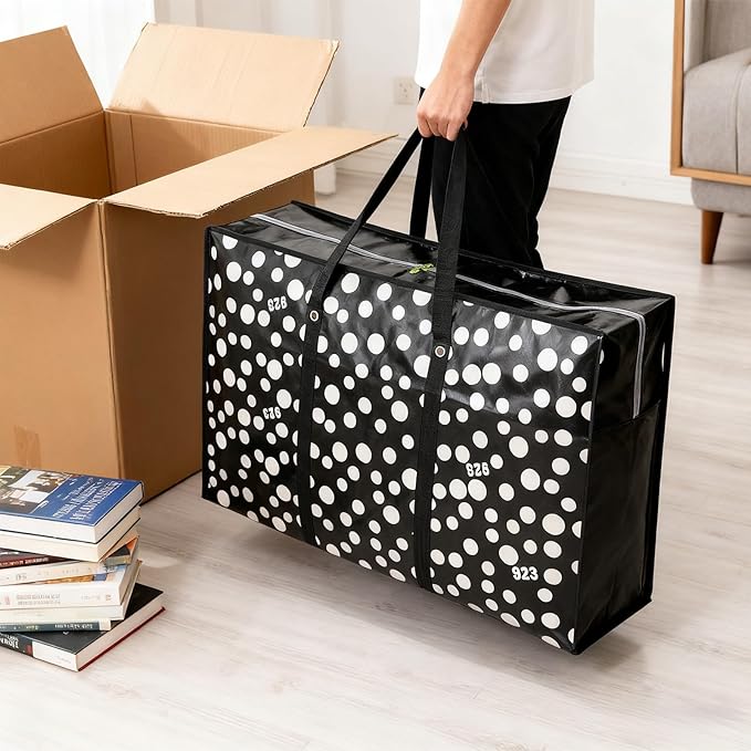 98L Extra Large Storage Bags,Waterproof Dust Resistant Reusable Double Zipper Bag,For Moving House Clothing, Wardrobe storage, toys, laundry, bedding (Black)