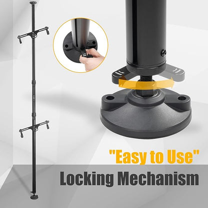 CyclingDeal Floor to Ceiling 2 Bike Storage Stand | Adjustable Aluminum Dual Hanger Pole Rack with Gravity Hooks & Locking Mechanism | Extends 5ft to 10ft | No-Drill Indoor Garage Apartment