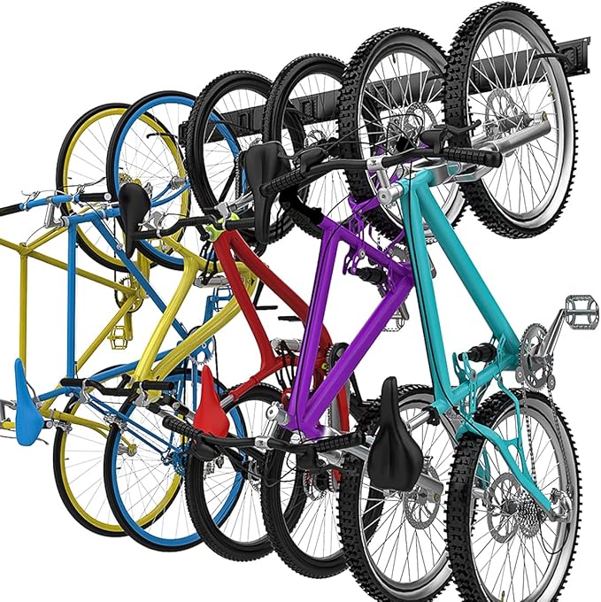 TORACK Bike Storage Rack, 6 Bike Rack Wall Mount Home and Garage Organizer, Vertical Bicycles Hanger Hooks for Indoor Space Saving