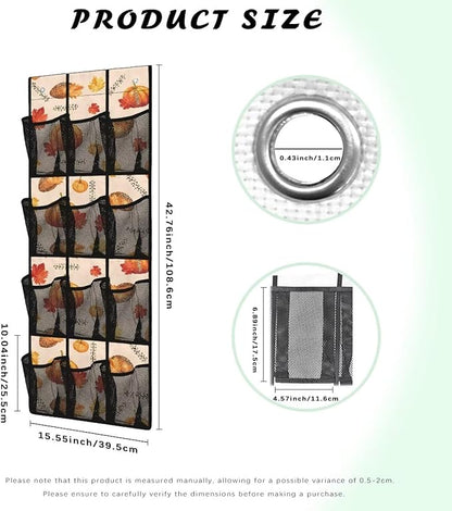 Turkey Door Hanging Shoe Organizer for Thanksgiving Home Decor Over The Door Shoe Organizer for Dorm Room Essentials,4 Metal Hook Multi-Funtion Storage Bag