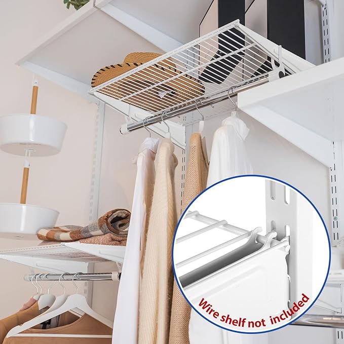 CroBlissful 47.5 Inch Twin Rail Upright Wall Shelving System with 12 Inch Locking Shelf Bracket Adjustable Closet System Heavy Duty Metal Support for Deep Wire Shelving Closet (8 Pcs)