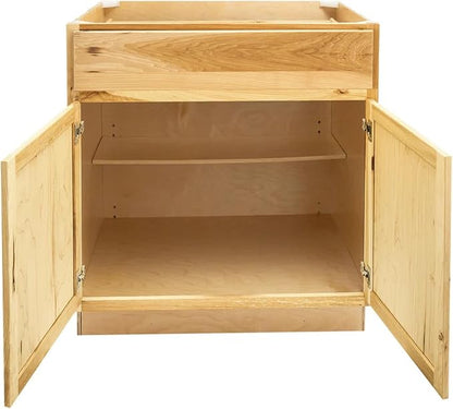 Quicklock RTA (Ready-to-Assemble) | Base Kitchen Cabinets - Shaker Style | Made in America (Rustic Hickory, 33" Wx34.5 Hx24 D Base)