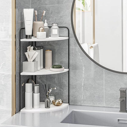 Forest Angle Bathroom Counter Organizer,Countertop Organizer,Vanity Organizers,Bathroom Storage,Bathroom Sink Caddy,Counter Shelf,Corner Counter,Corner Shelves(Black-White Marble)