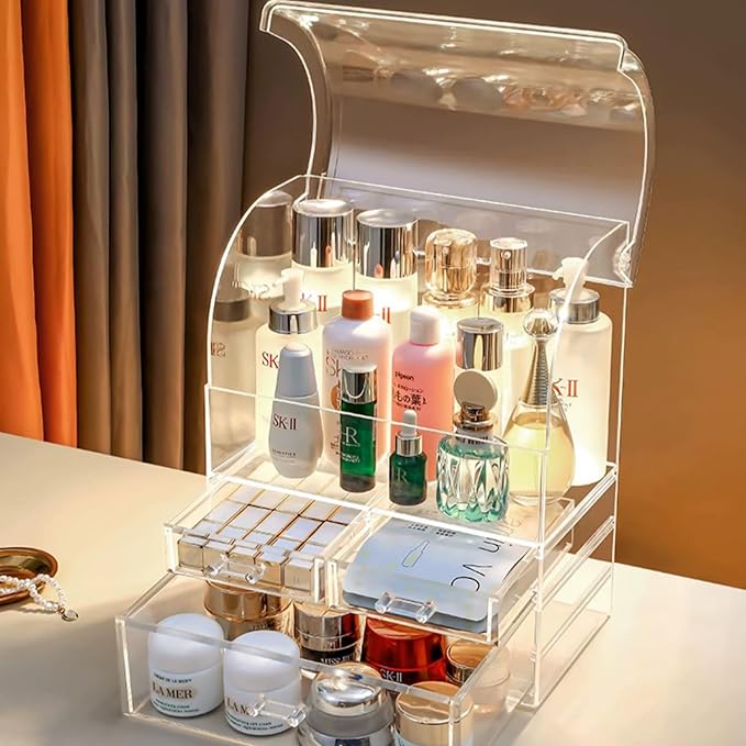 Professional Large Cosmetic Makeup Organizer Dust Water Proof Cosmetics Storage Display Case with Drawers (12.5" H x 9.5" Wx 6.4" D)