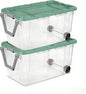 160 Quart Durable Clear Storage Container with Latch Lid and Pull Handle, Light Green, 2 Pack