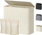 Lifewit Triple Laundry Hamper with Lid and Removable Laundry Bags, Large Collapsible 3 Dividers Dirty Clothes Basket with Handles for Bedroom, Laundry Room, Closet, Bathroom, College, 180L White