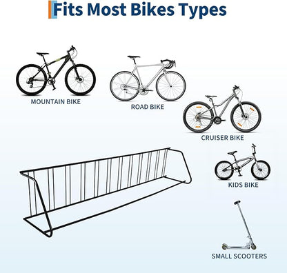 12-Bike Single-Side Floor Bike Rack, Heavy Duty Steel Freestanding Bicycle Parking Stand with Ground Fixing Kit, 122" L Commercial Grade for Garage, Apartment, School, Retail Store