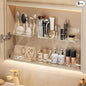 6 Pcs Medicine Cabinet Tray Organizer, Bathroom Vanity Toilet Cabinet Inside Shelves Storage Holder for Skincare Perfume Lipsticks Jewelry Brushes, Plastic Clear