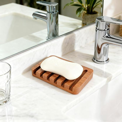 Teak Wood Soap Dish - Bar Soap Holder & Soap Saver for Shower, Bathroom, Sink, Kitchen & Countertop (1)