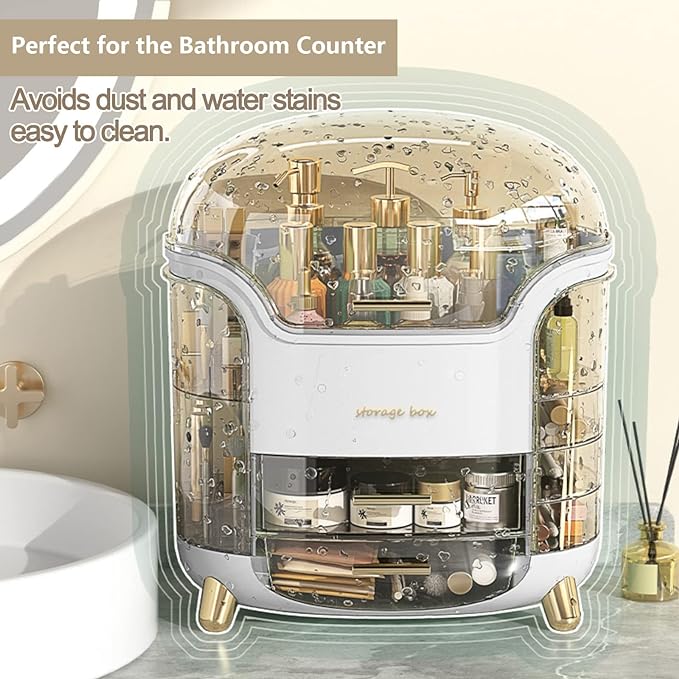 Omeily Upgrade Large Makeup Organizer Countertop Vanity Organizer Cosmetic Organizer Makeup Storage Box Bathroom Counter Organizer Perfume Skincare Organizers Gift Women Clear Design Easy Visibility