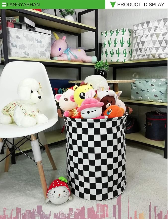 Laundry Basket Canvas Fabric Collapsible Organizer Basket for Storage Bin Toy Bins Gift Baskets Bedroom Clothes Children Nursery Hamper (Racing flag)