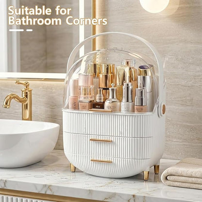 NestOrganix Makeup Organizer Skincare Organizers - Cosmetic Display Cases with Transparent Cover, SkinCare Organizers for Bathroom Countertop, Bedroom Vanity Desk, Lipstick Organizer, White