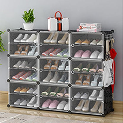 Free Standing Shoe Racks DIY Shoe Organizer Stackable Shoe Cabinet for Closet Entryway Living Room Small Space Shoe Shelves Clear Door Easy Assembly
