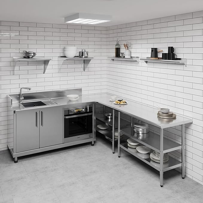 AmGood 6 in. x 36 in. Stainless Steel Wall Shelf | NSF | Metal Shelving | Garage, Laundry, Storage, Utility Room | Restaurant, Commercial Kitchen