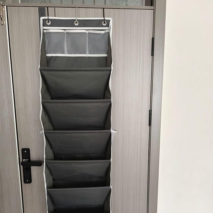 Back Door Shoe Organizer - 171x41.5x17cm Over Door Shoe Rack, 8 Layer Hanging Storage | Large Pocket Holder for 16-24 Shoes Utility Room Bathroom Bedroom Dorm RV Classroom Entryway Closet Organizer