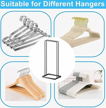 Hanger Organizer 2 Pcs, Coat Hanger Holder Stand Clothes Hangers Stacker for Laundry Room Organization, Clothes Hangars Closet Space Saver Caddy Rack for Bulk Plastic Velvet Wood Metal Hangers Storage