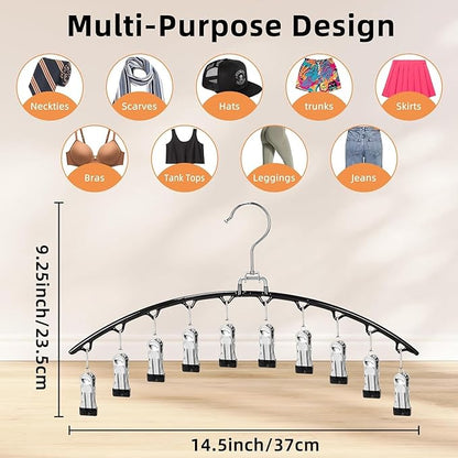 3 Pack Legging Organizer for Closet,Metal Yoga Pants Hanger with 10 Clips Hold 30 Leggings,Jeans,Hats,Bras,Shorts,Socks,Space Saving Hanging Closet Organizers and Storage,Black