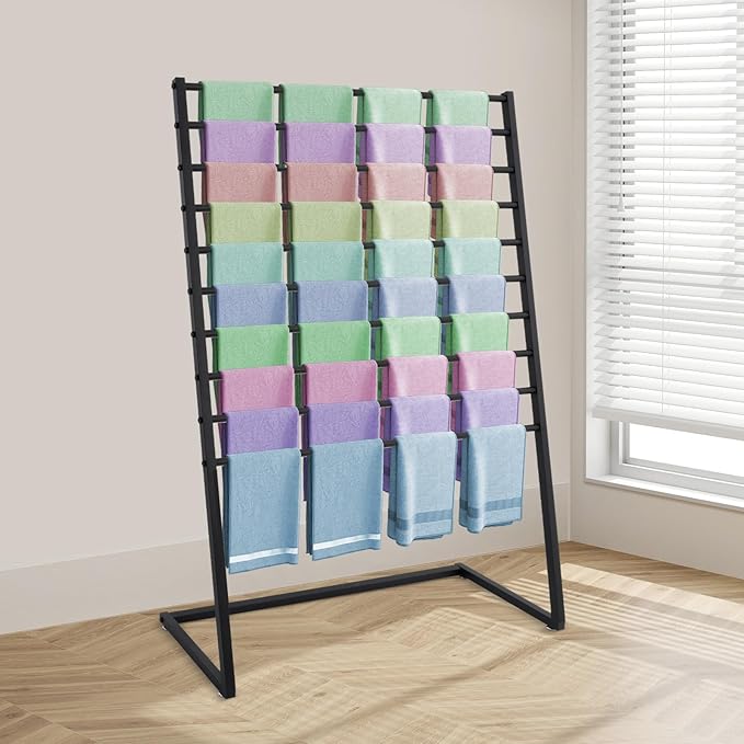 Scarf Display Stand, 10 Tier Metal Scarf Holder Organizer, Scarf Hanger Scarf Holder Scarf Organizer Belt Organizer Pants Rack Scarf Rack for Commercial Clothing Retail Store (Black, 100cm)
