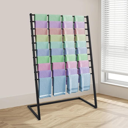 Scarf Display Stand, 10 Tier Metal Scarf Holder Organizer, Scarf Hanger Scarf Holder Scarf Organizer Belt Organizer Pants Rack Scarf Rack for Commercial Clothing Retail Store (Black, 100cm)