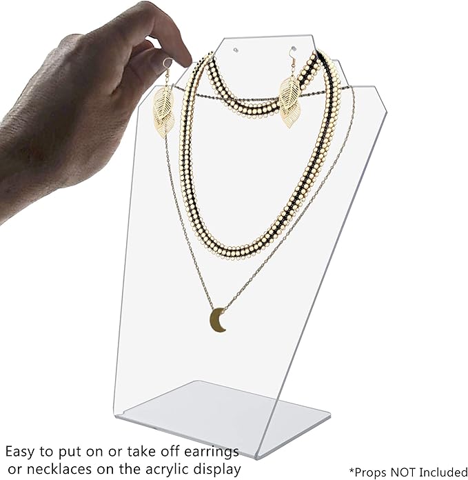 Marketing Holders 12 Pack Jewelry Set Display 3 Slot Clear Acrylic 6.75" x 9.5" Slant Back Stand Holds Bracelets Anklets Necklaces Use at Accessory Stores Gift Shops Fashion Boutiques